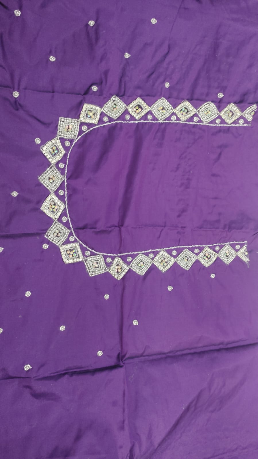 Elegant  Maggam Work Blouse Material with Handcrafted  Embroidery