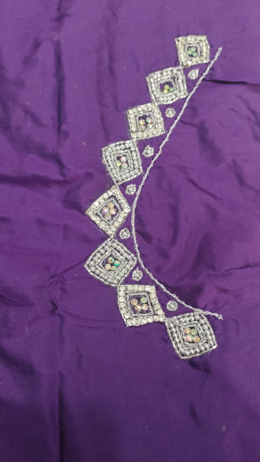 Elegant  Maggam Work Blouse Material with Handcrafted  Embroidery