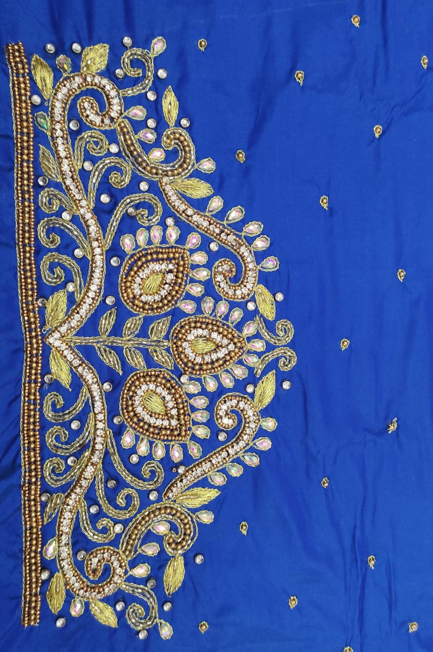 Elegant  Maggam Work Blouse Material with Handcrafted  Embroidery