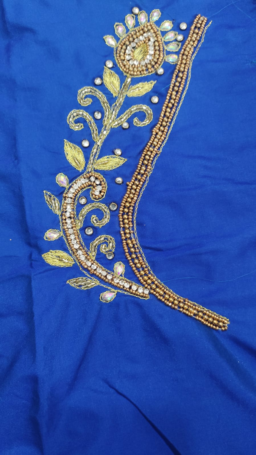 Elegant  Maggam Work Blouse Material with Handcrafted  Embroidery