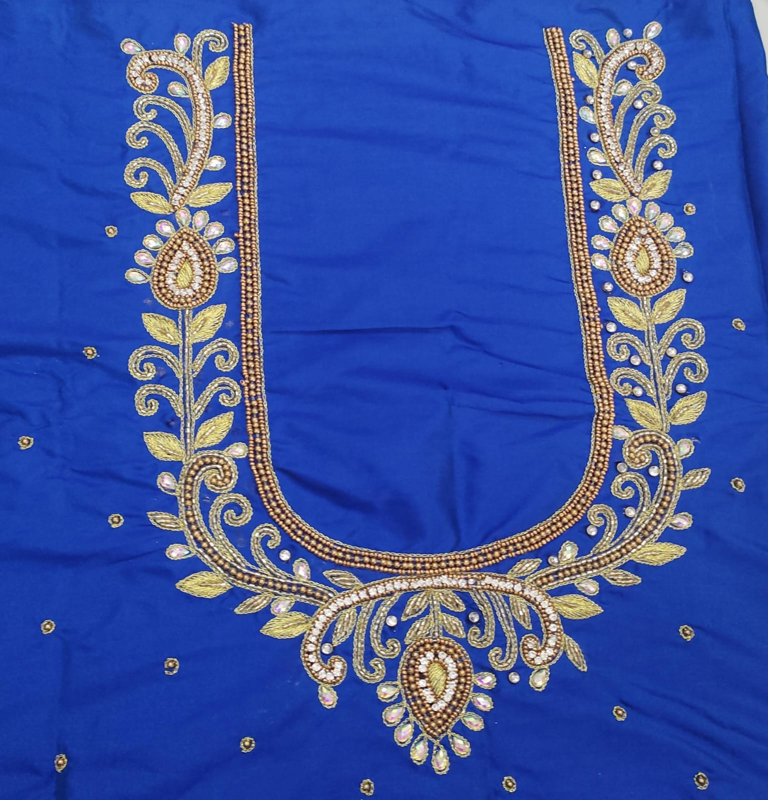Elegant  Maggam Work Blouse Material with Handcrafted  Embroidery