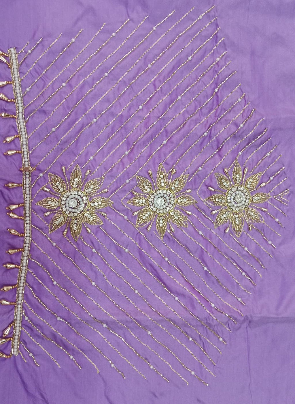 Elegant  Maggam Work Blouse Material with Handcrafted  Embroidery