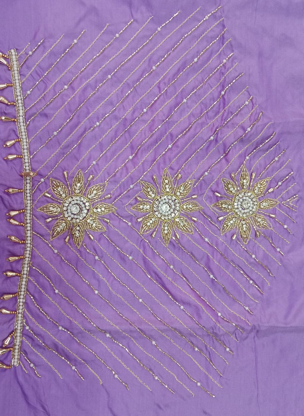 Elegant  Maggam Work Blouse Material with Handcrafted  Embroidery
