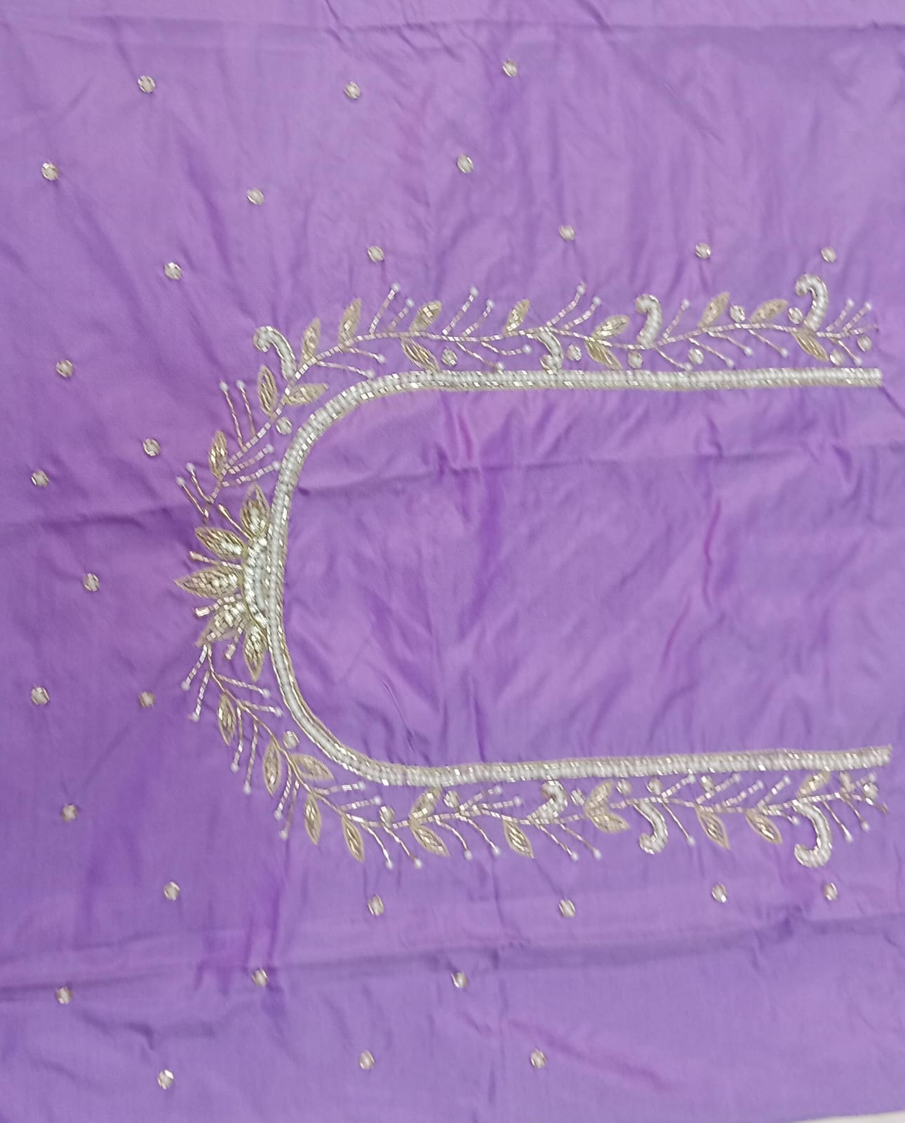 Elegant  Maggam Work Blouse Material with Handcrafted  Embroidery