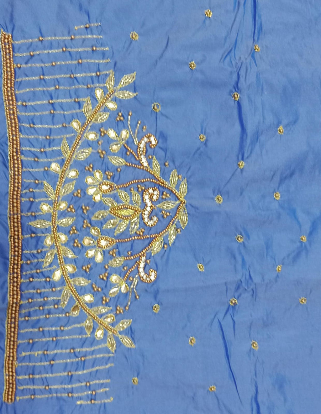 Elegant  Maggam Work Blouse Material with Handcrafted  Embroidery