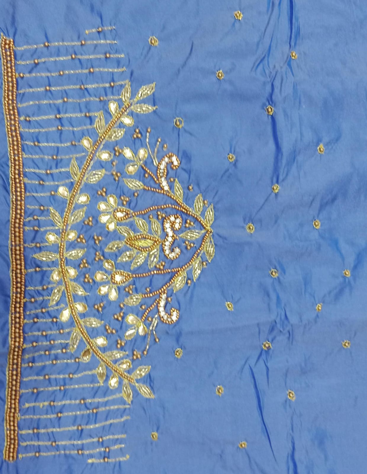 Elegant  Maggam Work Blouse Material with Handcrafted  Embroidery