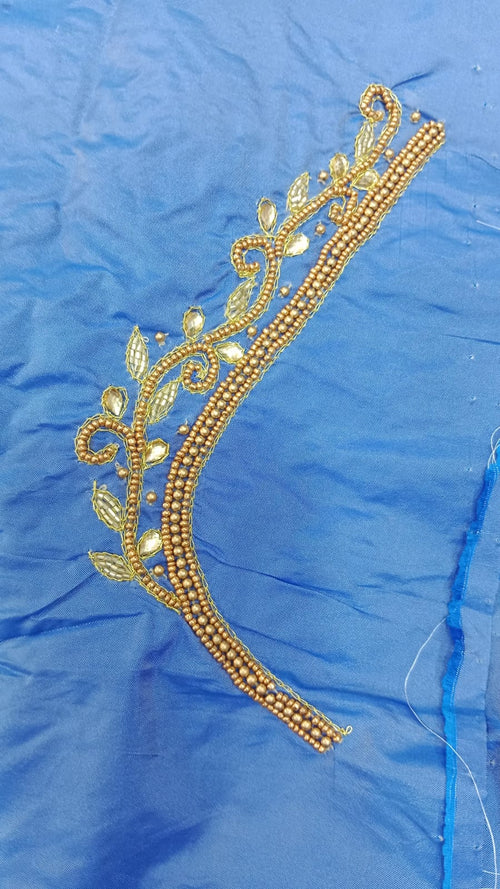 Elegant  Maggam Work Blouse Material with Handcrafted  Embroidery