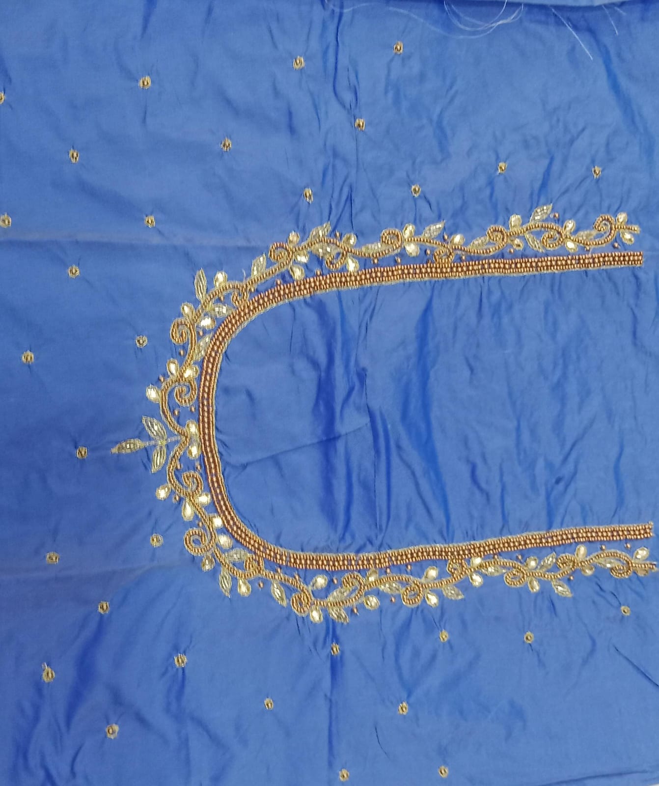 Elegant  Maggam Work Blouse Material with Handcrafted  Embroidery