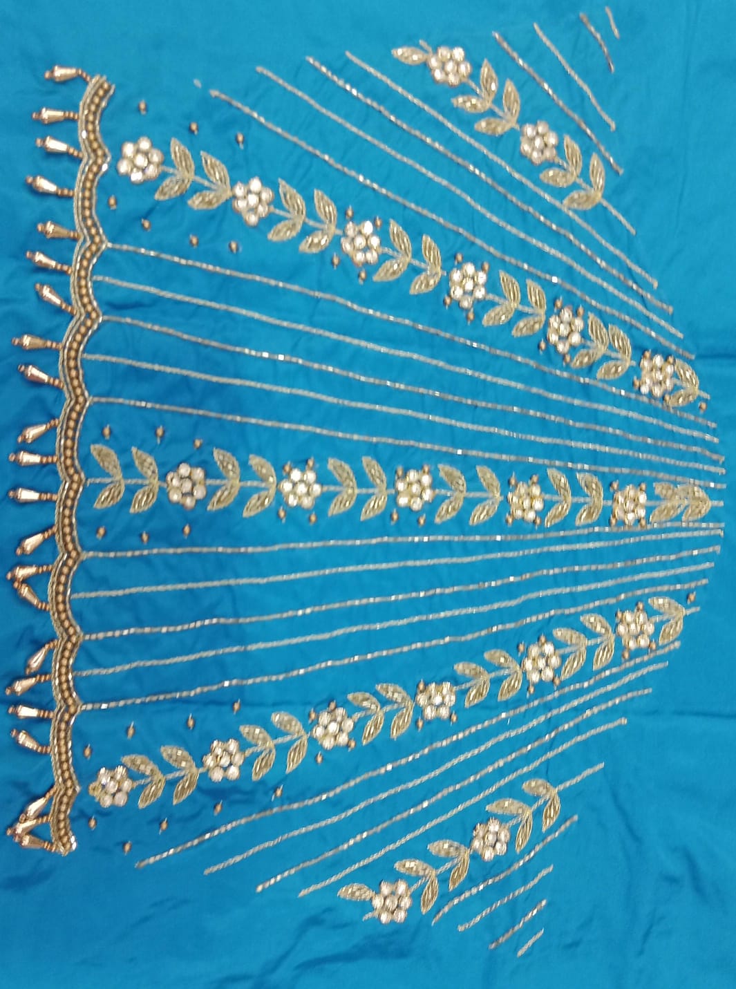 Elegant  Maggam Work Blouse Material with Handcrafted  Embroidery
