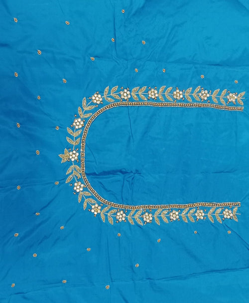 Elegant  Maggam Work Blouse Material with Handcrafted  Embroidery