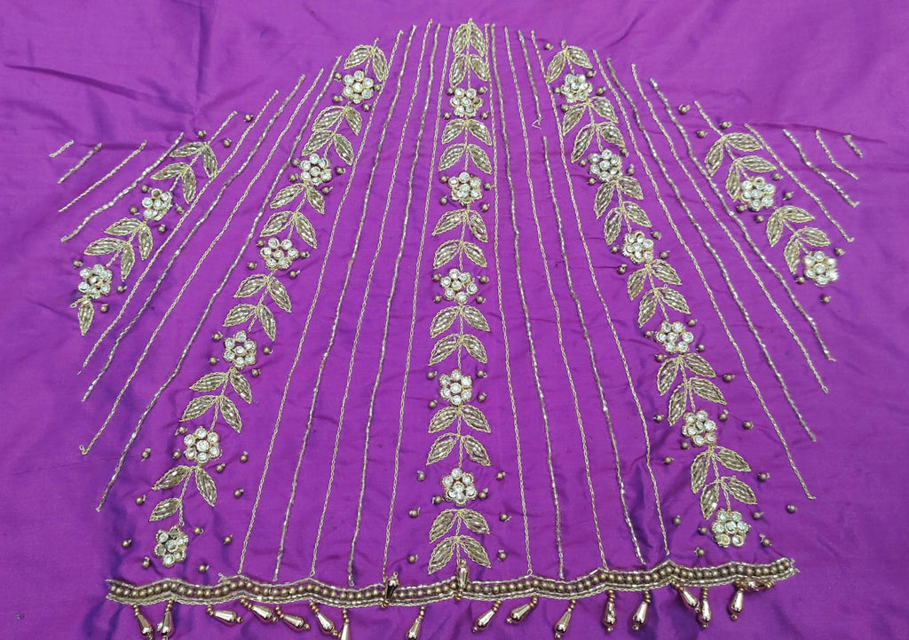 Elegant  Maggam Work Blouse Material with Handcrafted  Embroidery