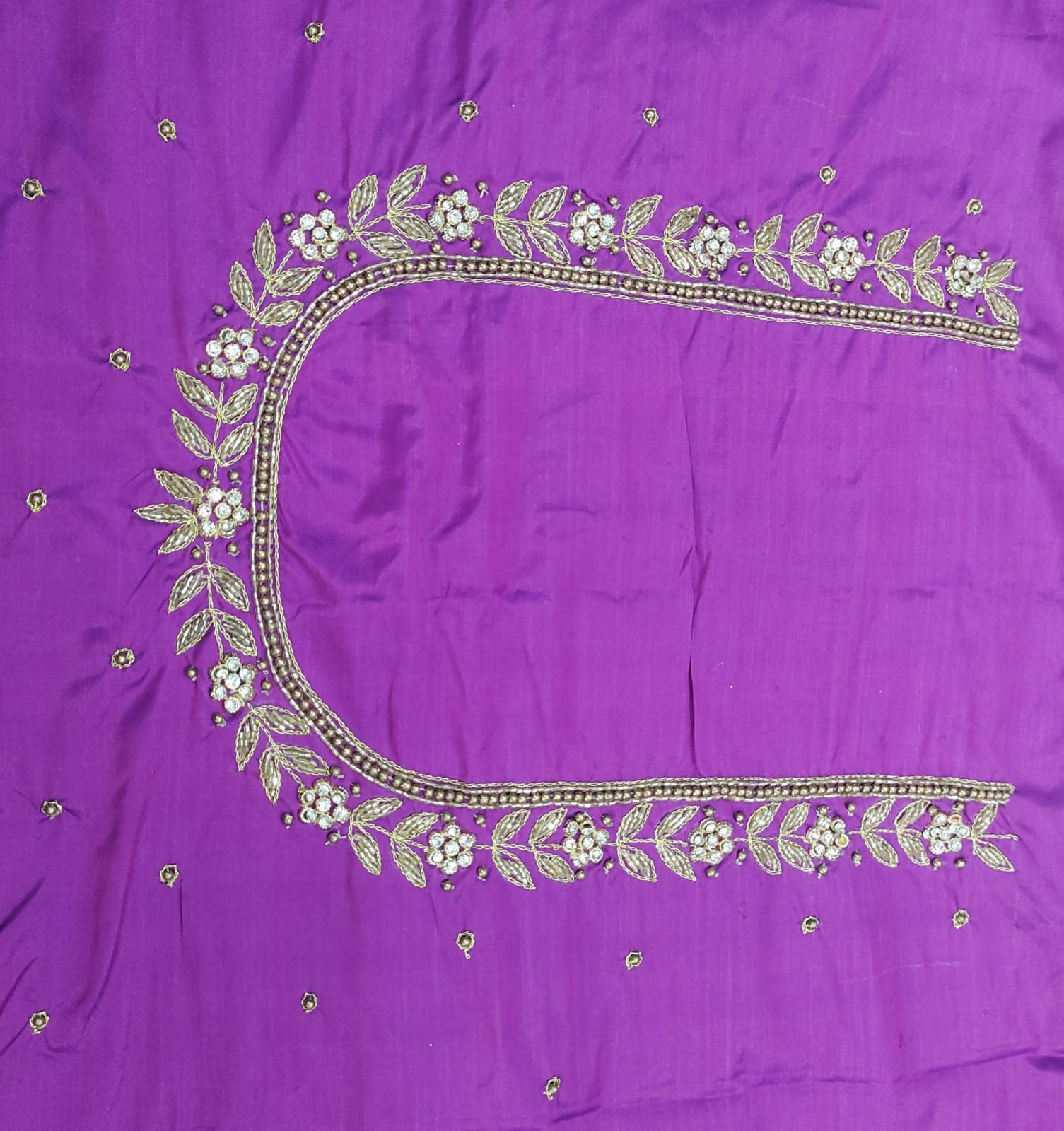 Elegant  Maggam Work Blouse Material with Handcrafted  Embroidery