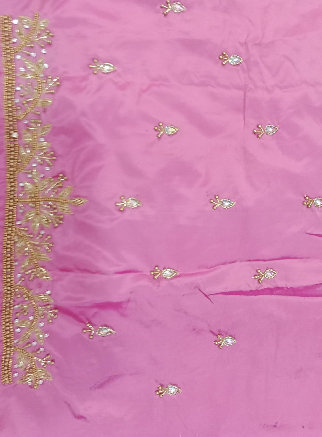 Elegant  Maggam Work Blouse Material with Handcrafted  Embroidery
