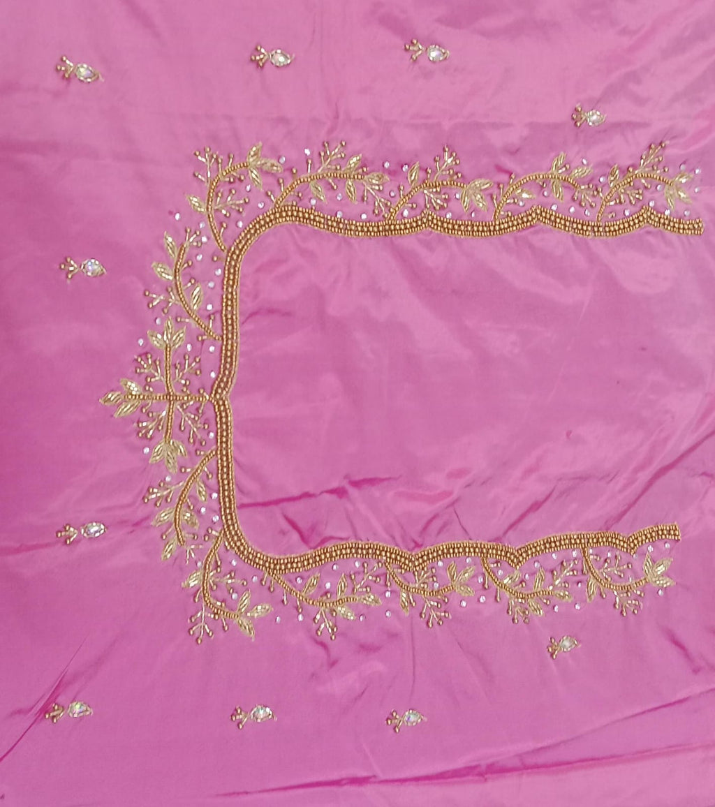 Elegant  Maggam Work Blouse Material with Handcrafted  Embroidery