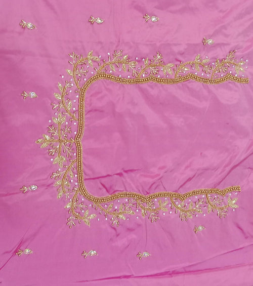 Elegant  Maggam Work Blouse Material with Handcrafted  Embroidery