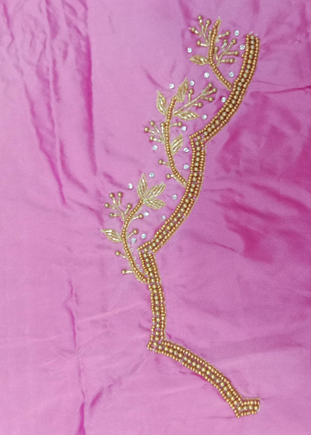 Elegant  Maggam Work Blouse Material with Handcrafted  Embroidery
