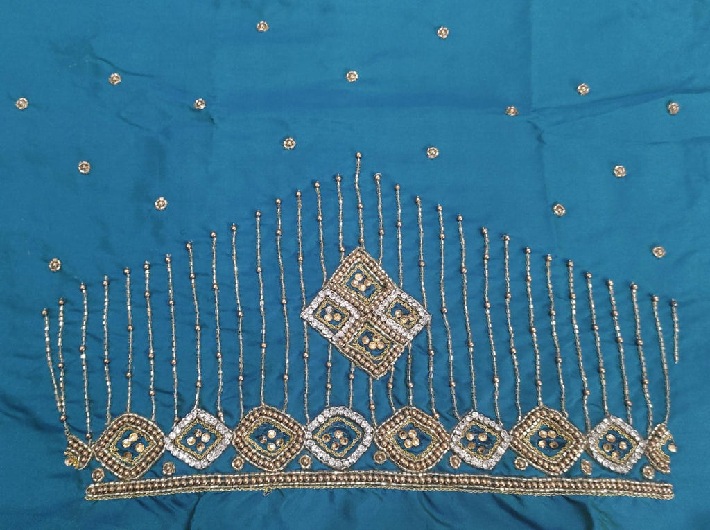 Elegant  Maggam Work Blouse Material with Handcrafted  Embroidery