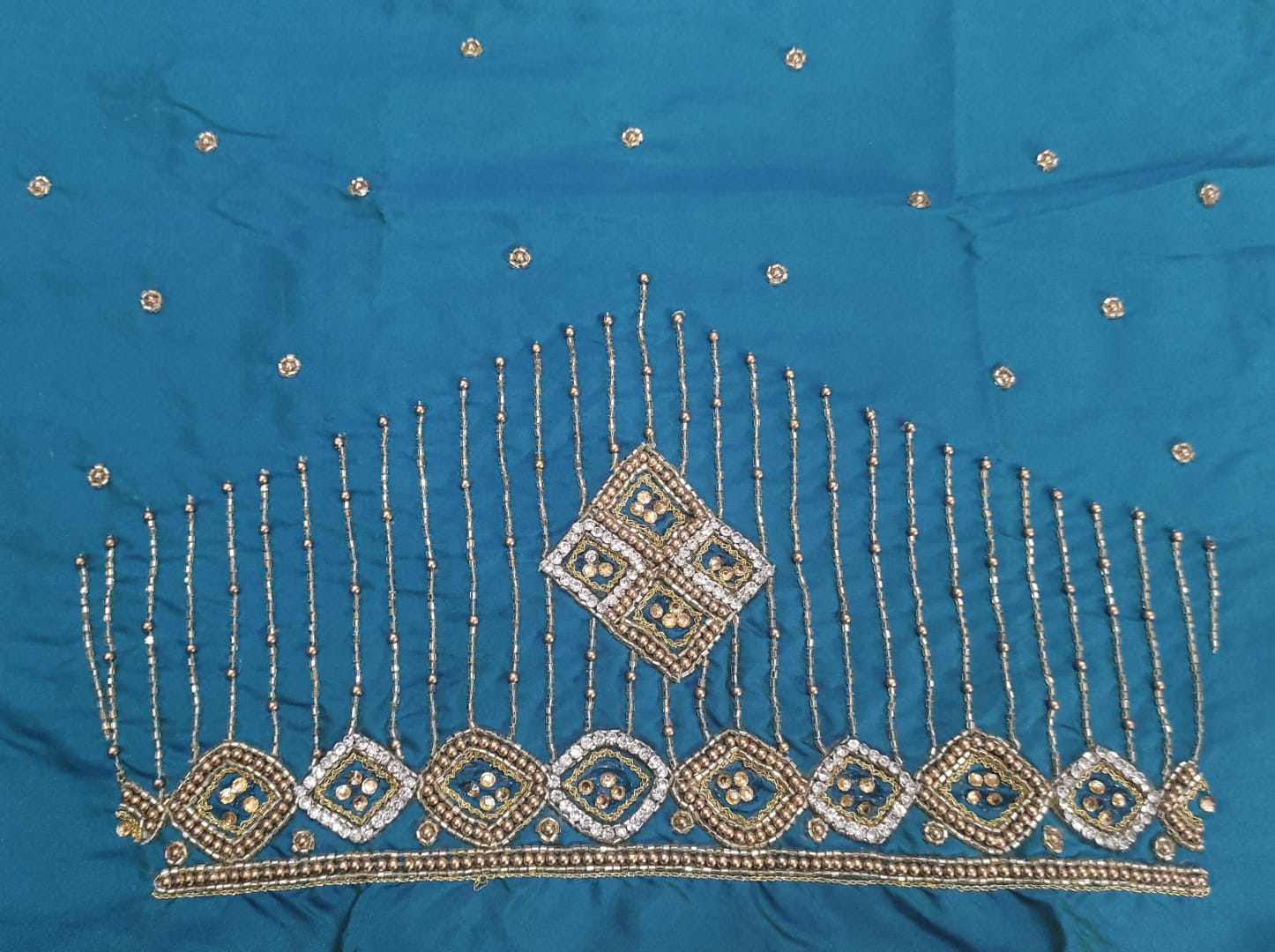 Elegant  Maggam Work Blouse Material with Handcrafted  Embroidery