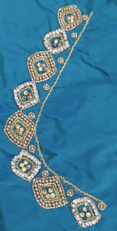 Elegant  Maggam Work Blouse Material with Handcrafted  Embroidery