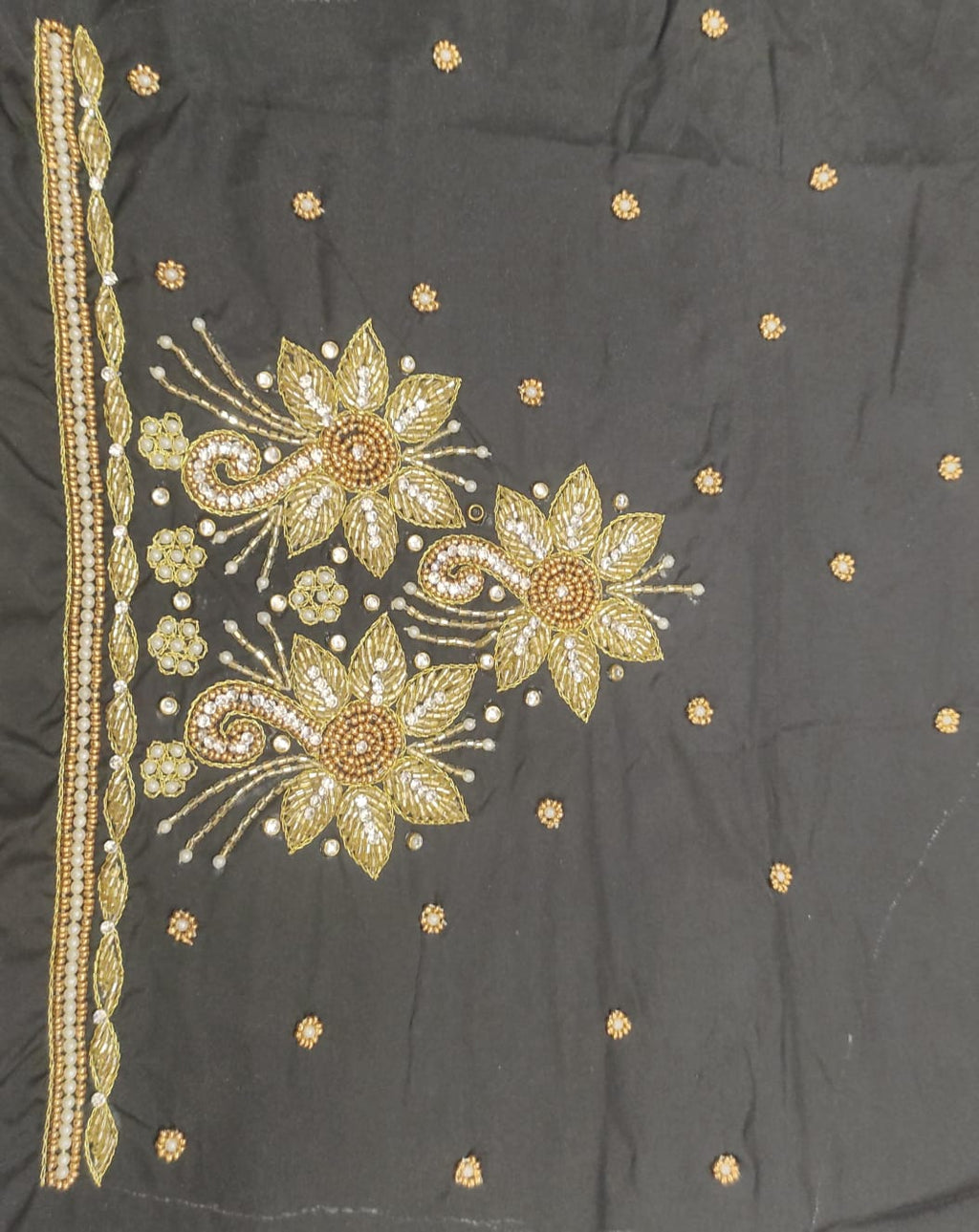 Elegant  Maggam Work Blouse Material with Handcrafted  Embroidery