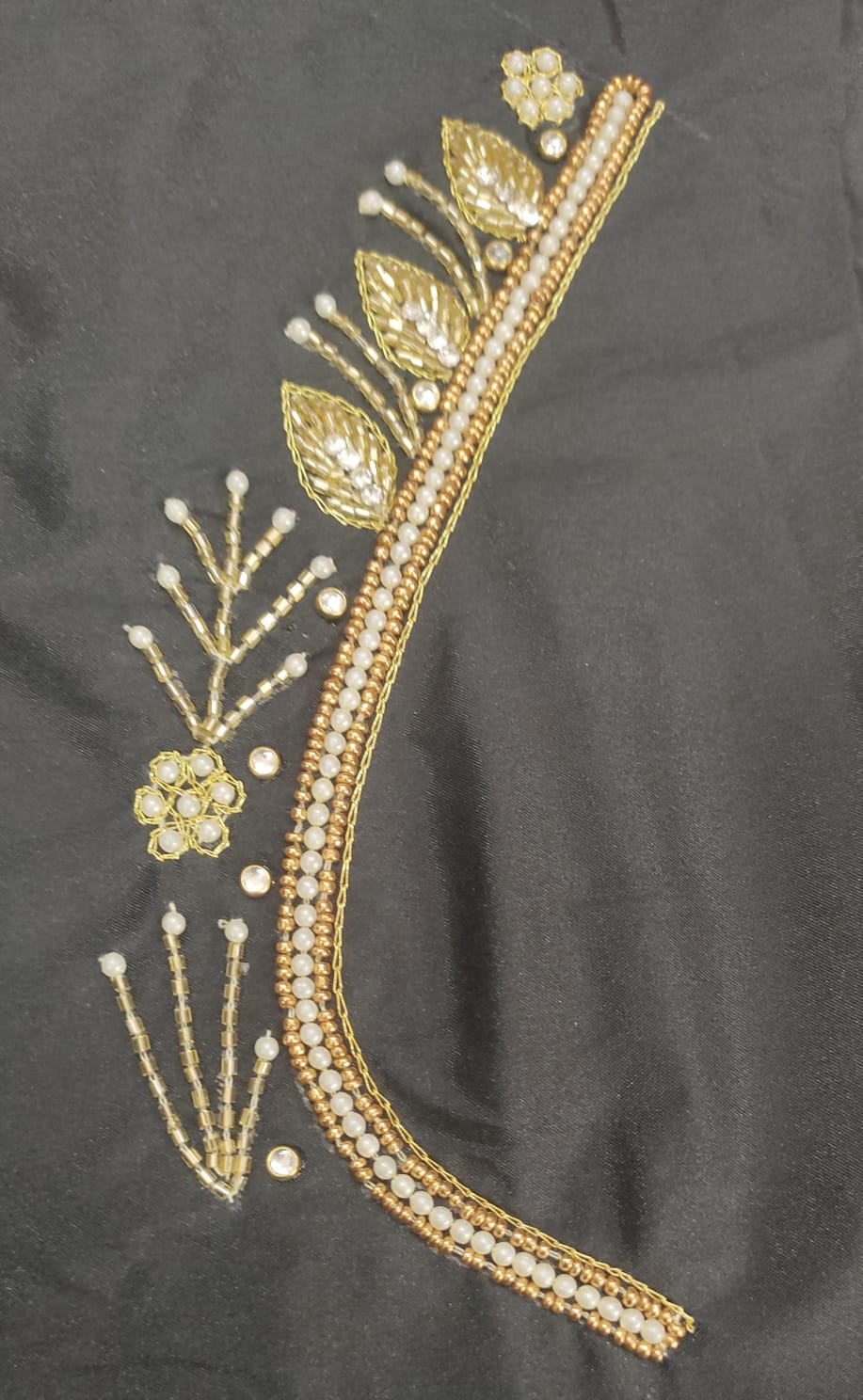 Elegant  Maggam Work Blouse Material with Handcrafted  Embroidery
