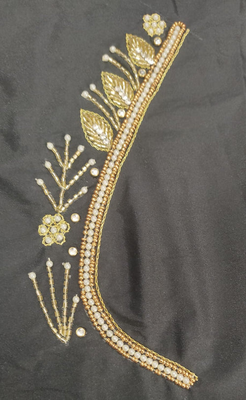 Elegant  Maggam Work Blouse Material with Handcrafted  Embroidery