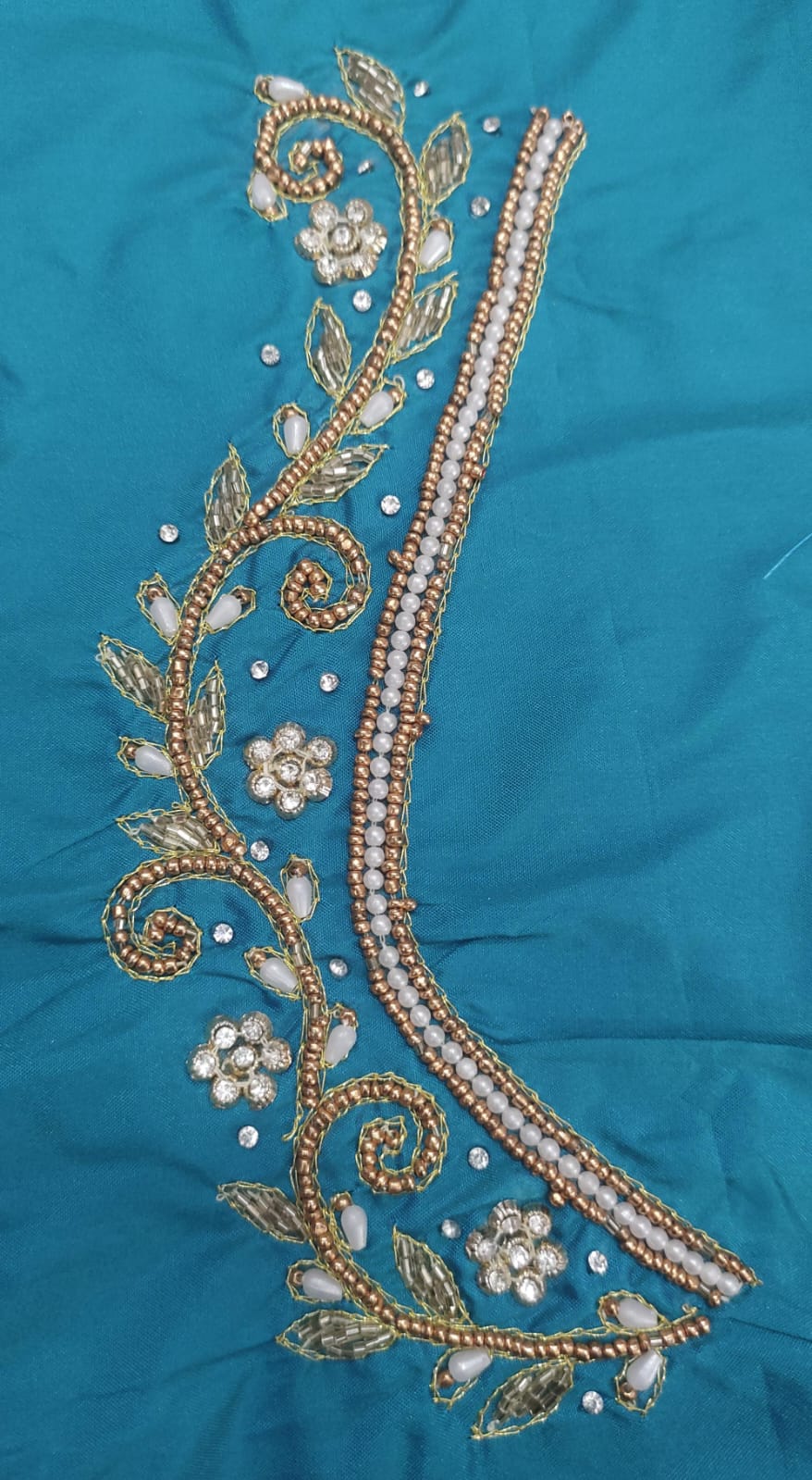 Elegant  Maggam Work Blouse Material with Handcrafted  Embroidery