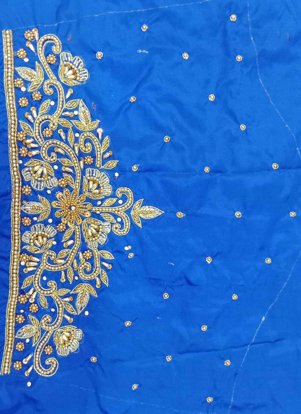 Elegant  Maggam Work Blouse Material with Handcrafted  Embroidery