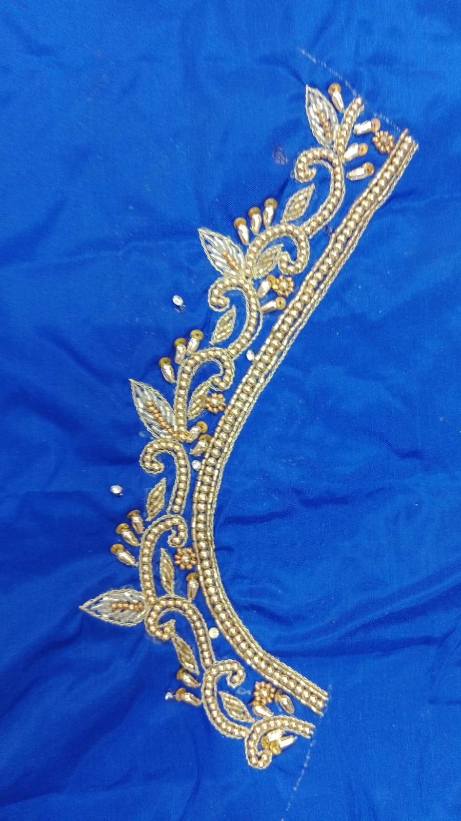 Elegant  Maggam Work Blouse Material with Handcrafted  Embroidery