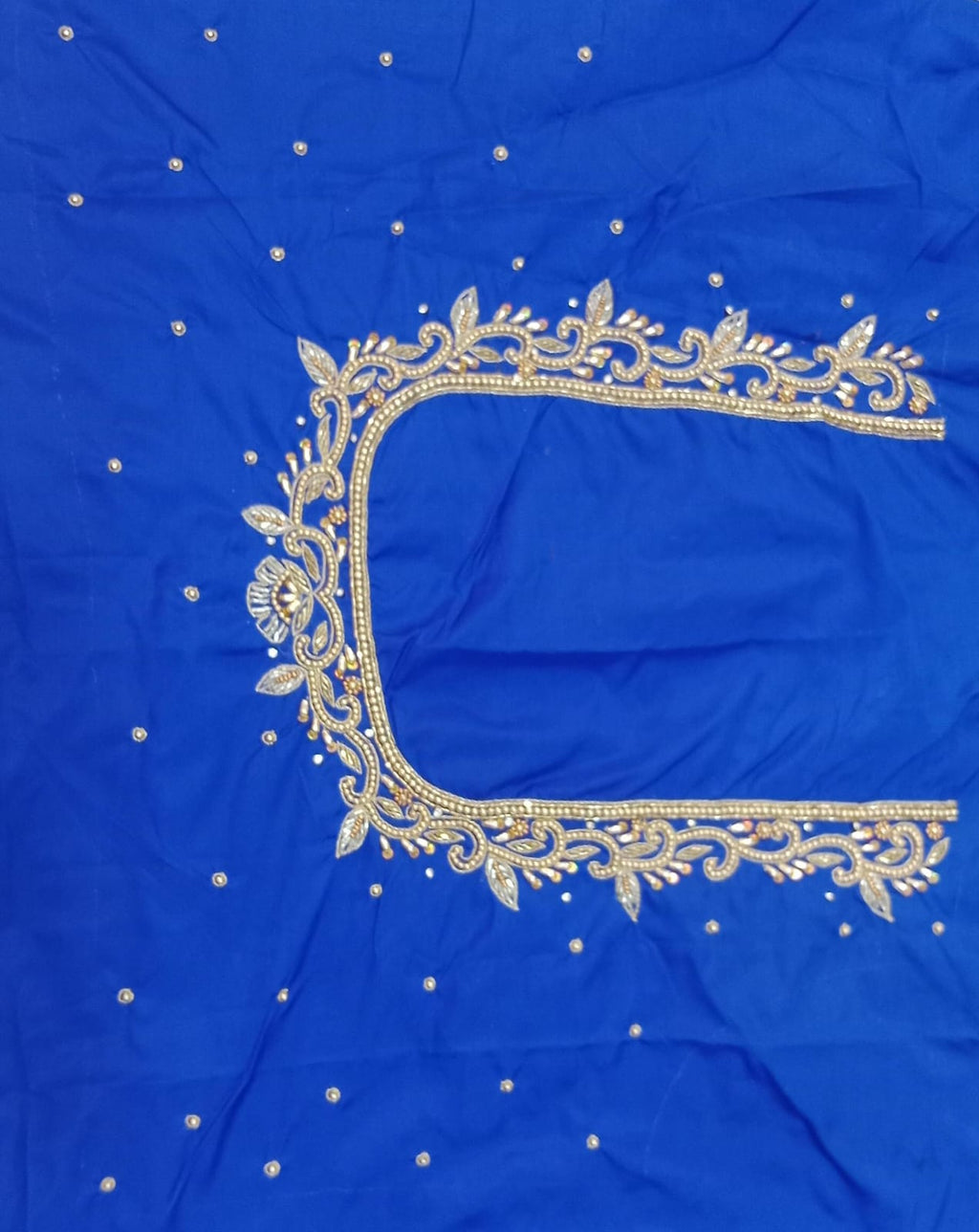 Elegant  Maggam Work Blouse Material with Handcrafted  Embroidery