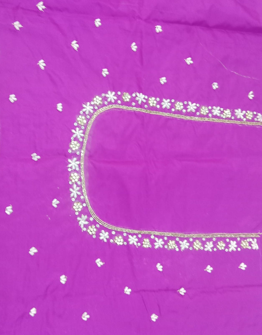 Elegant  Maggam Work Blouse Material with Handcrafted  Embroidery