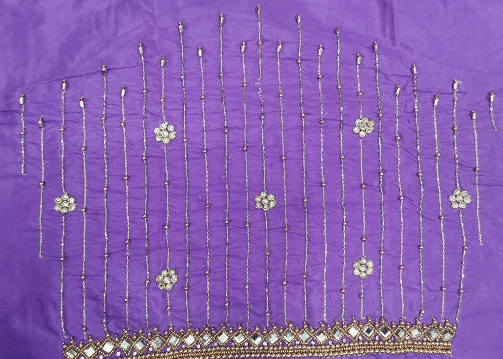 Elegant  Maggam Work Blouse Material with Handcrafted  Embroidery