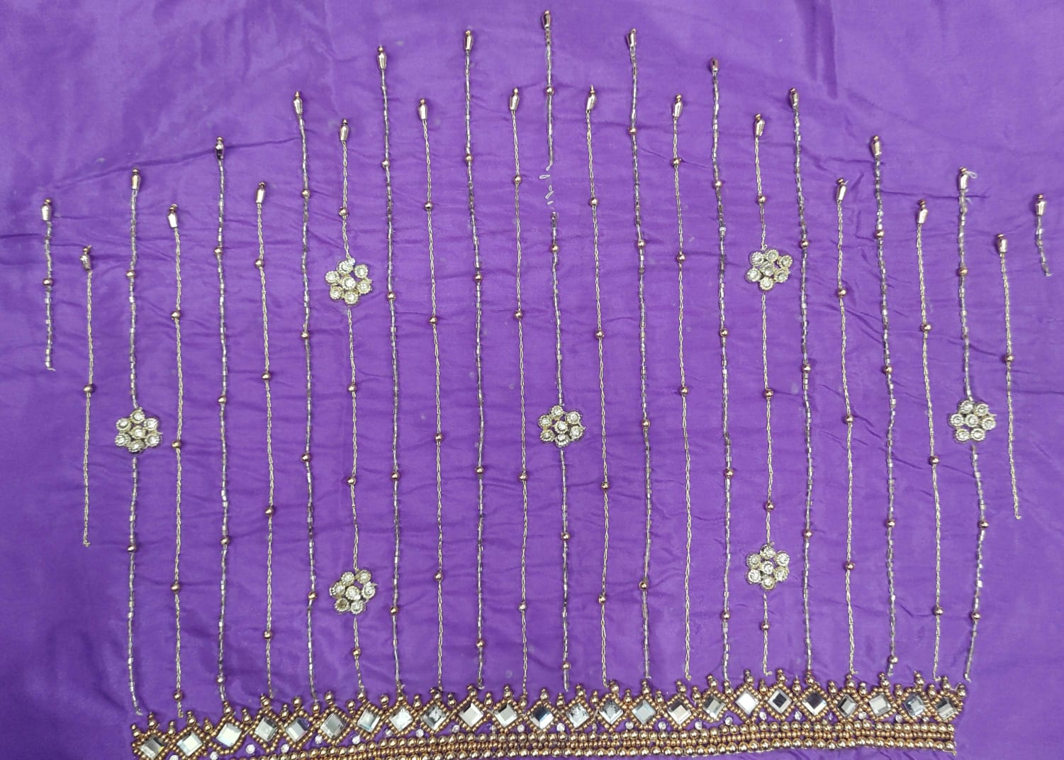 Elegant  Maggam Work Blouse Material with Handcrafted  Embroidery