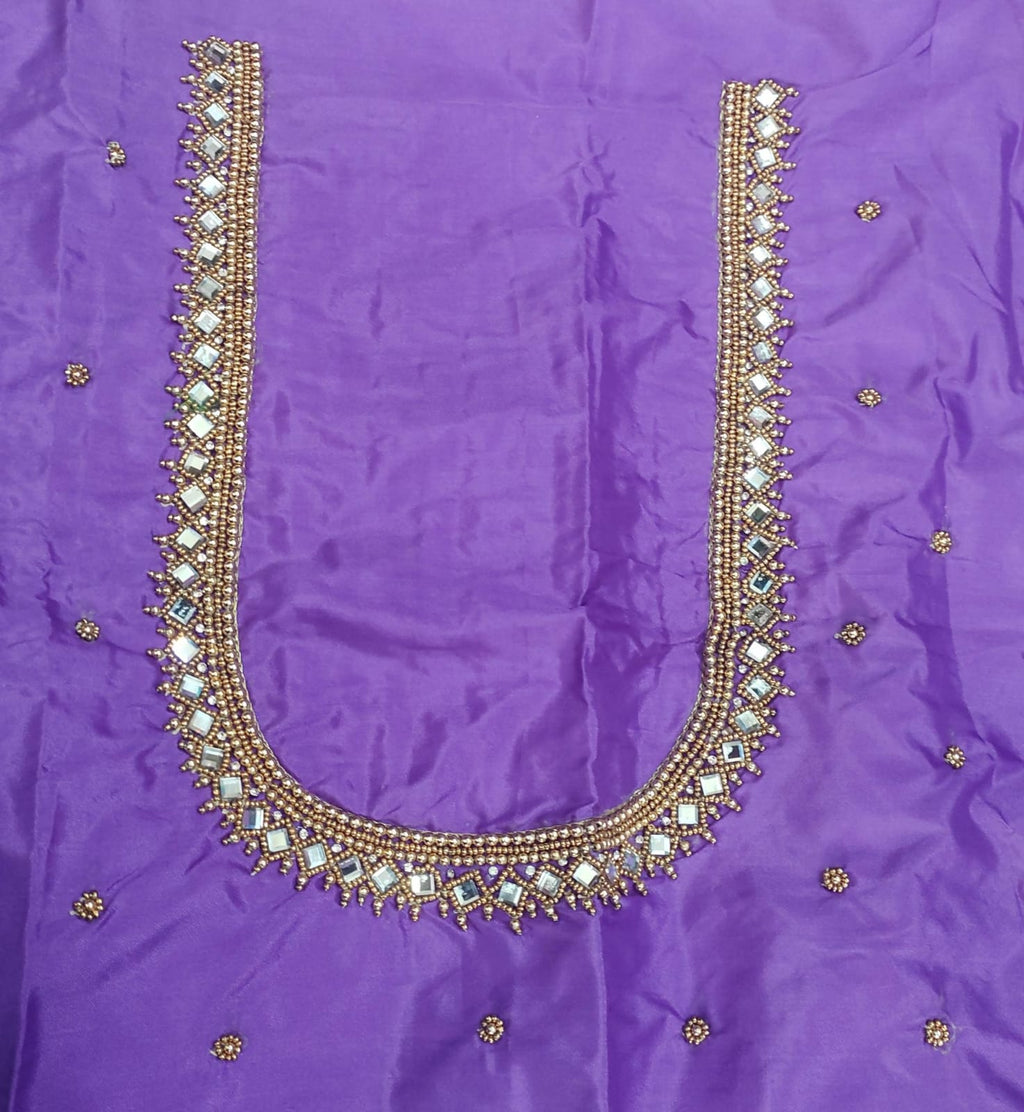 Elegant  Maggam Work Blouse Material with Handcrafted  Embroidery