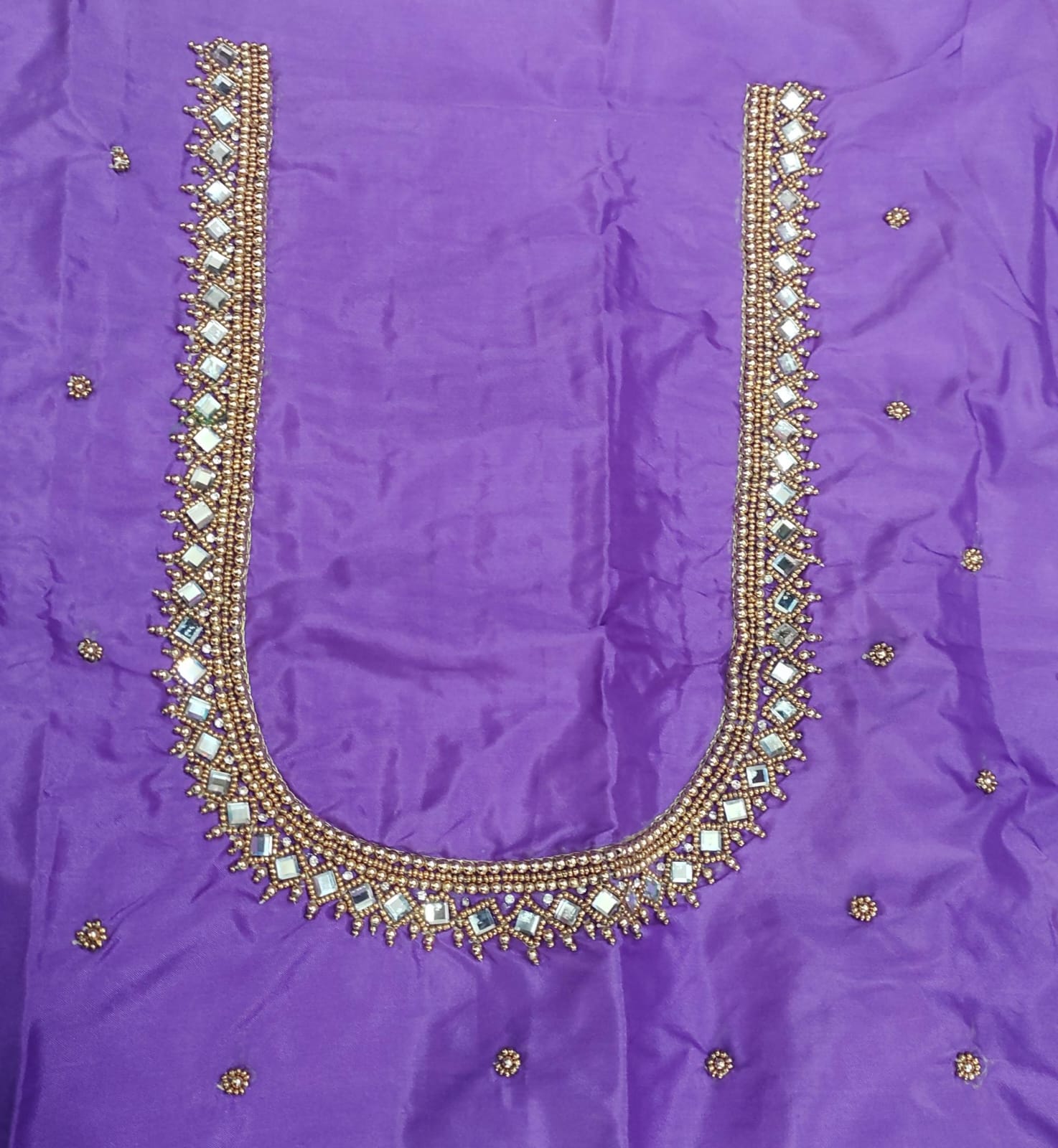 Elegant  Maggam Work Blouse Material with Handcrafted  Embroidery