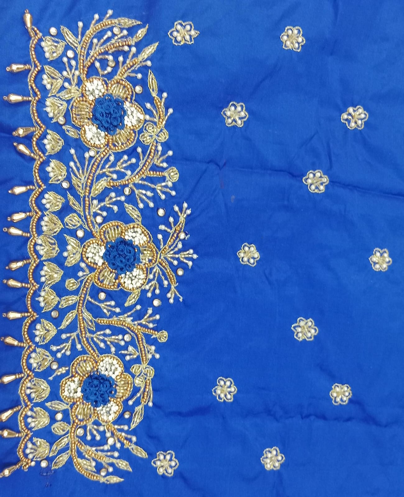 Elegant  Maggam Work Blouse Material with Handcrafted  Embroidery