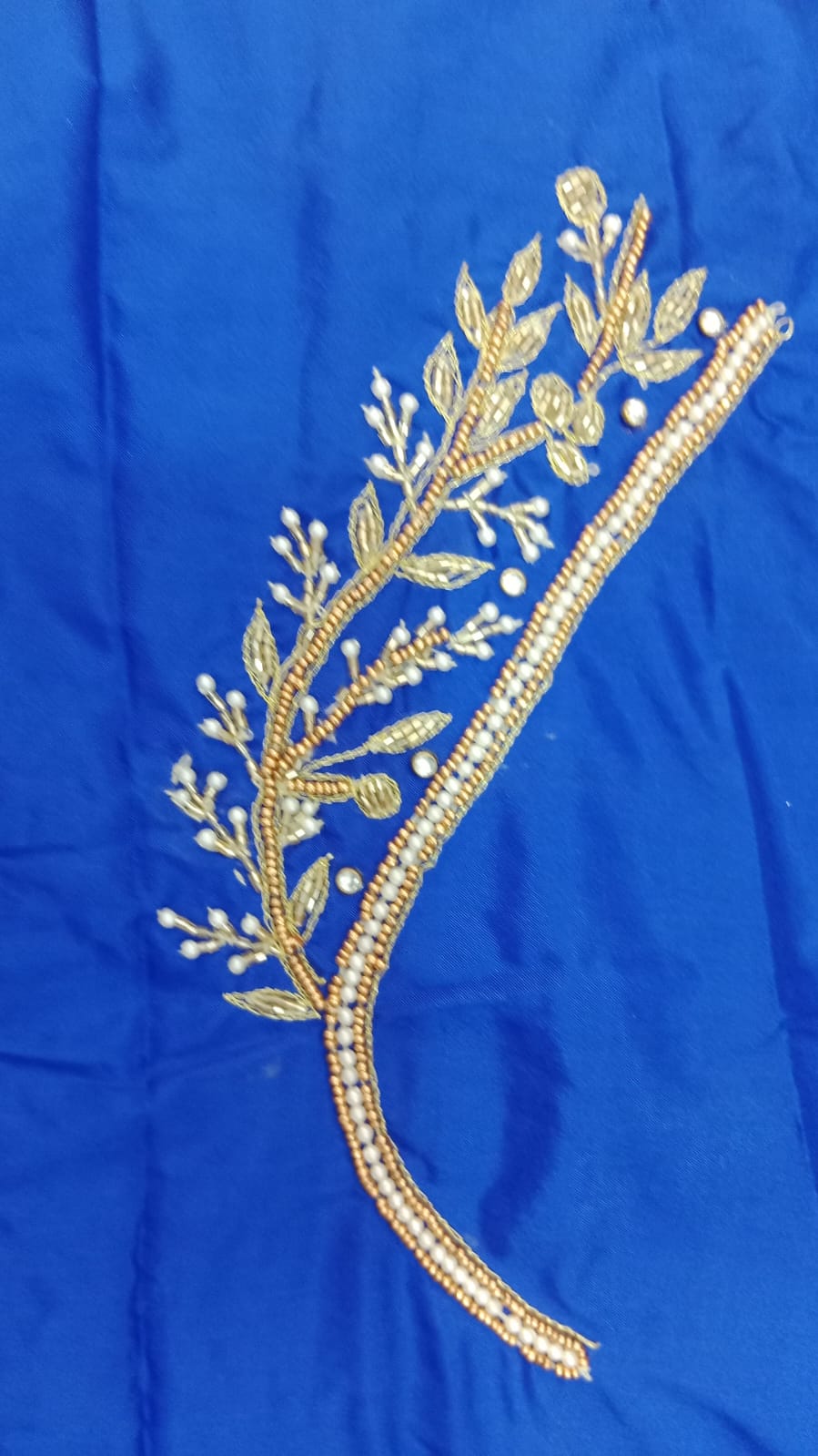 Elegant  Maggam Work Blouse Material with Handcrafted  Embroidery