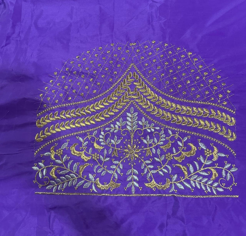 Embroidery Blouse Fabric – Designer Half Pattu Blouse Material (1.25 Meter)