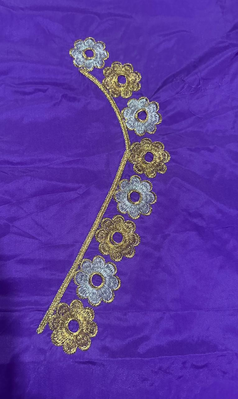 Embroidery Blouse Fabric – Designer Half Pattu Blouse Material (1.25 Meter)