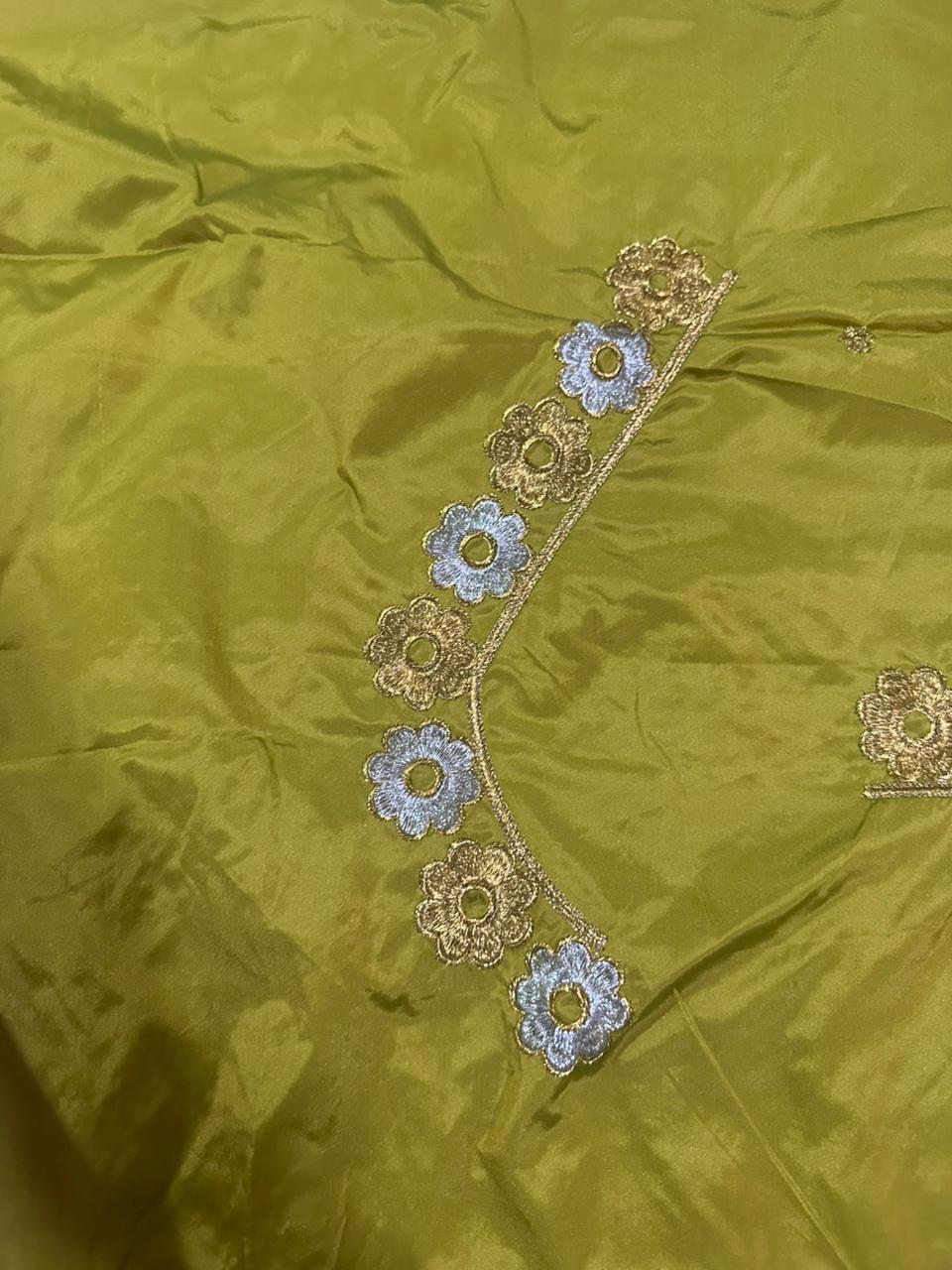 Embroidery Blouse Fabric – Designer Half Pattu Blouse Material (1.25 Meter)