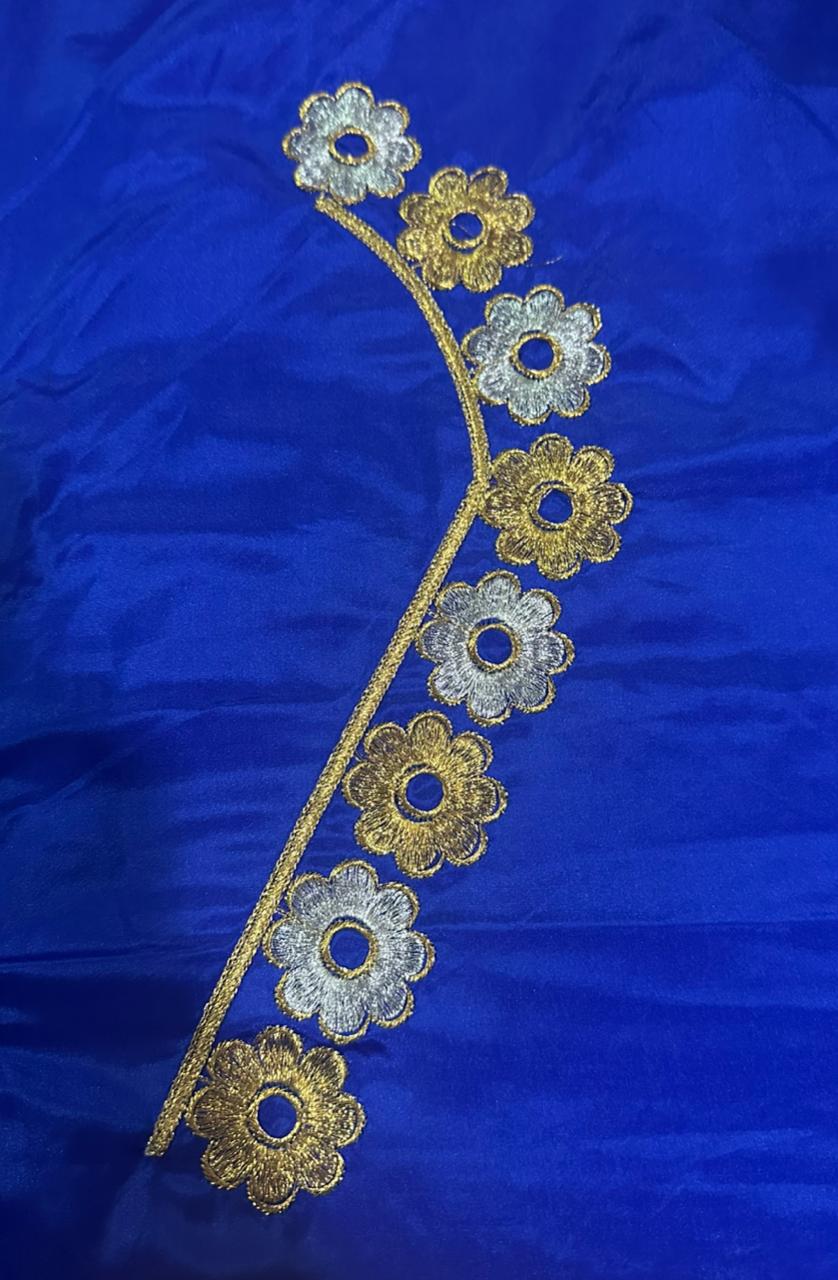 Embroidery Blouse Fabric – Designer Half Pattu Blouse Material (1.25 Meter)