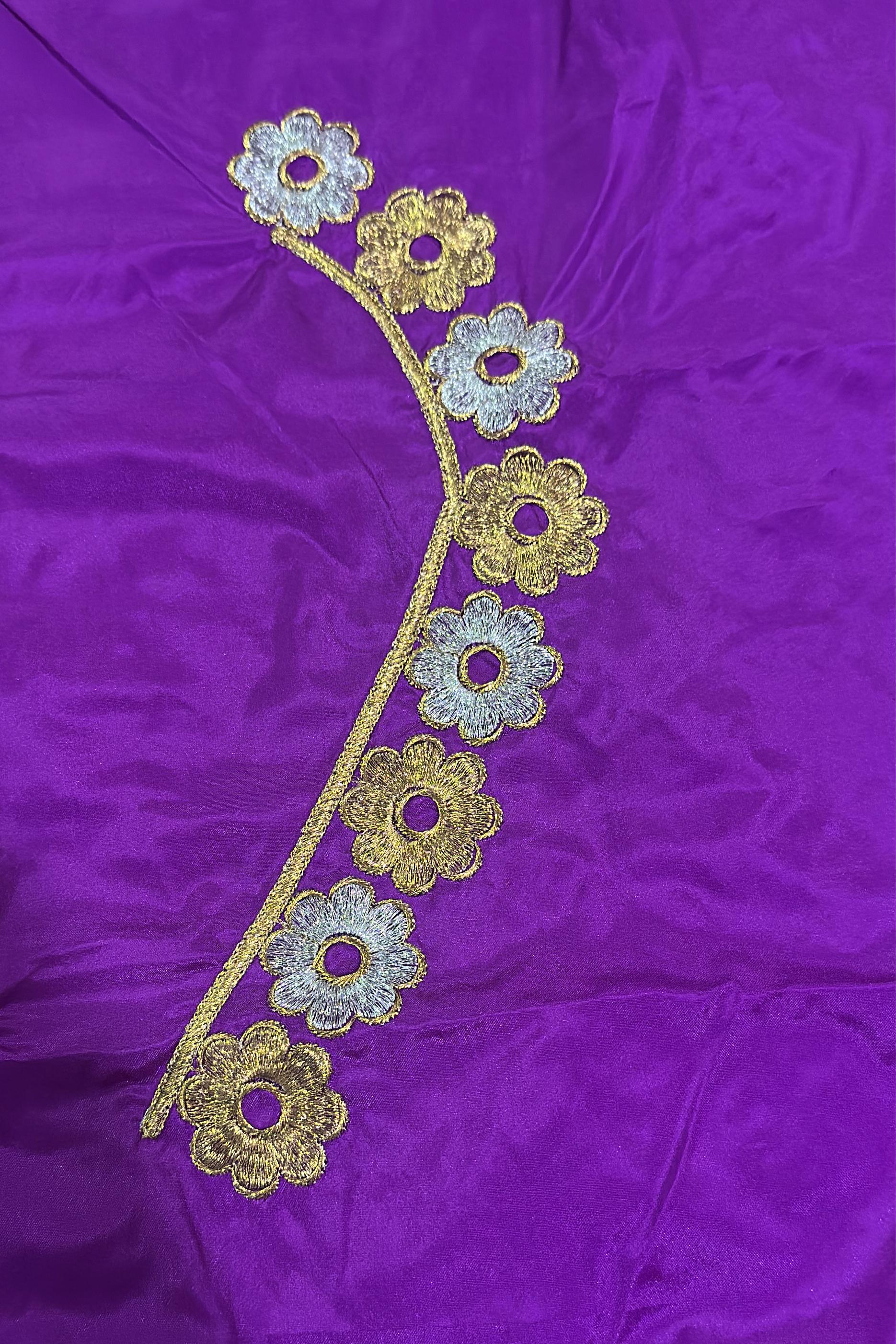 Embroidery Blouse Fabric – Designer Half Pattu Blouse Material (1.25 Meter)