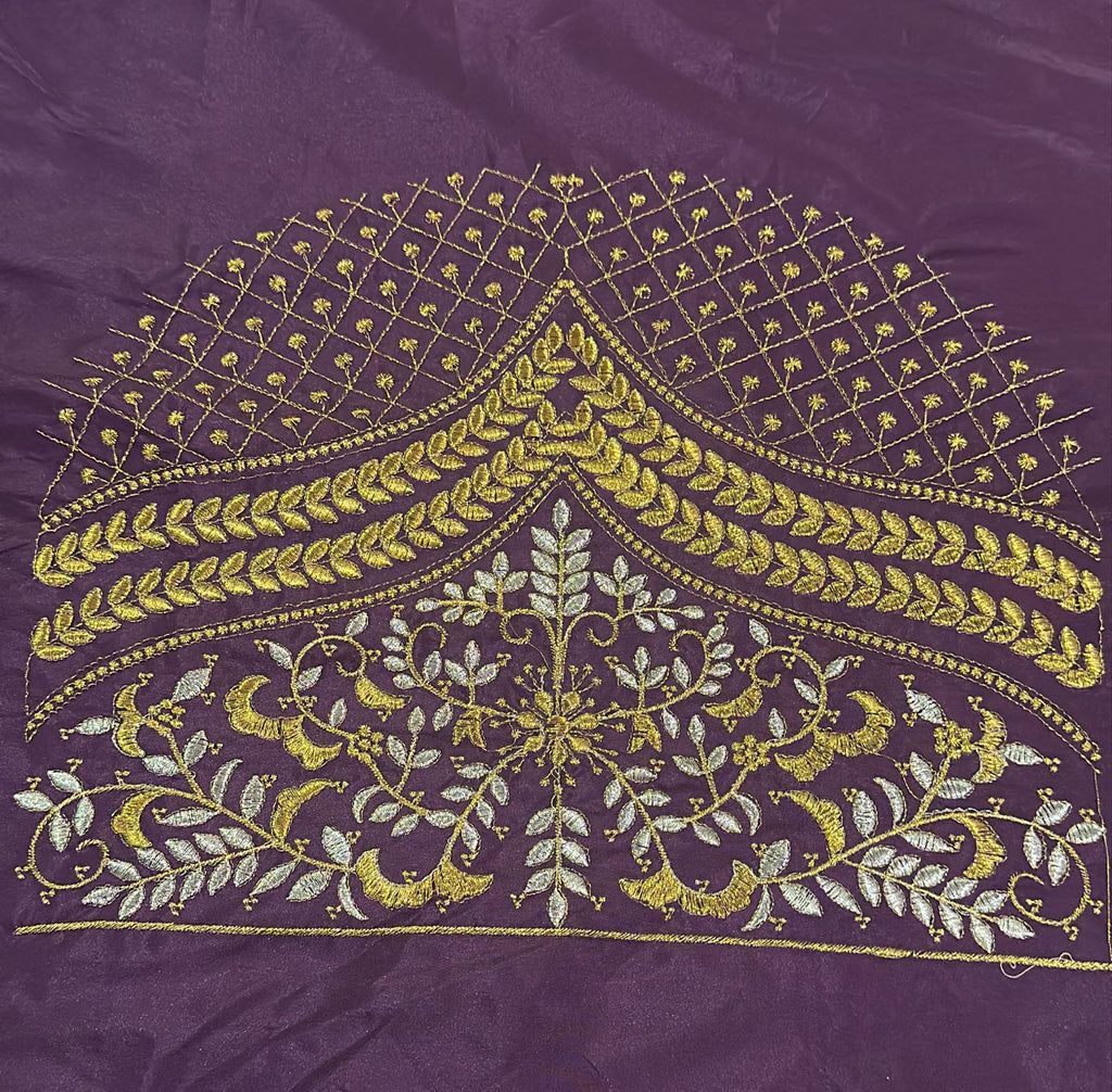 Embroidery Blouse Fabric – Designer Half Pattu Blouse Material (1.25 Meter)