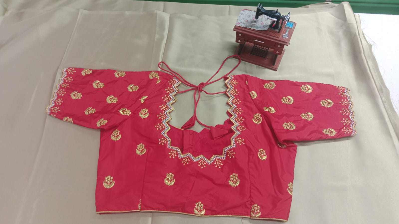 Elegant Embroidery Half Pattu Stitched Blouse (Copy)