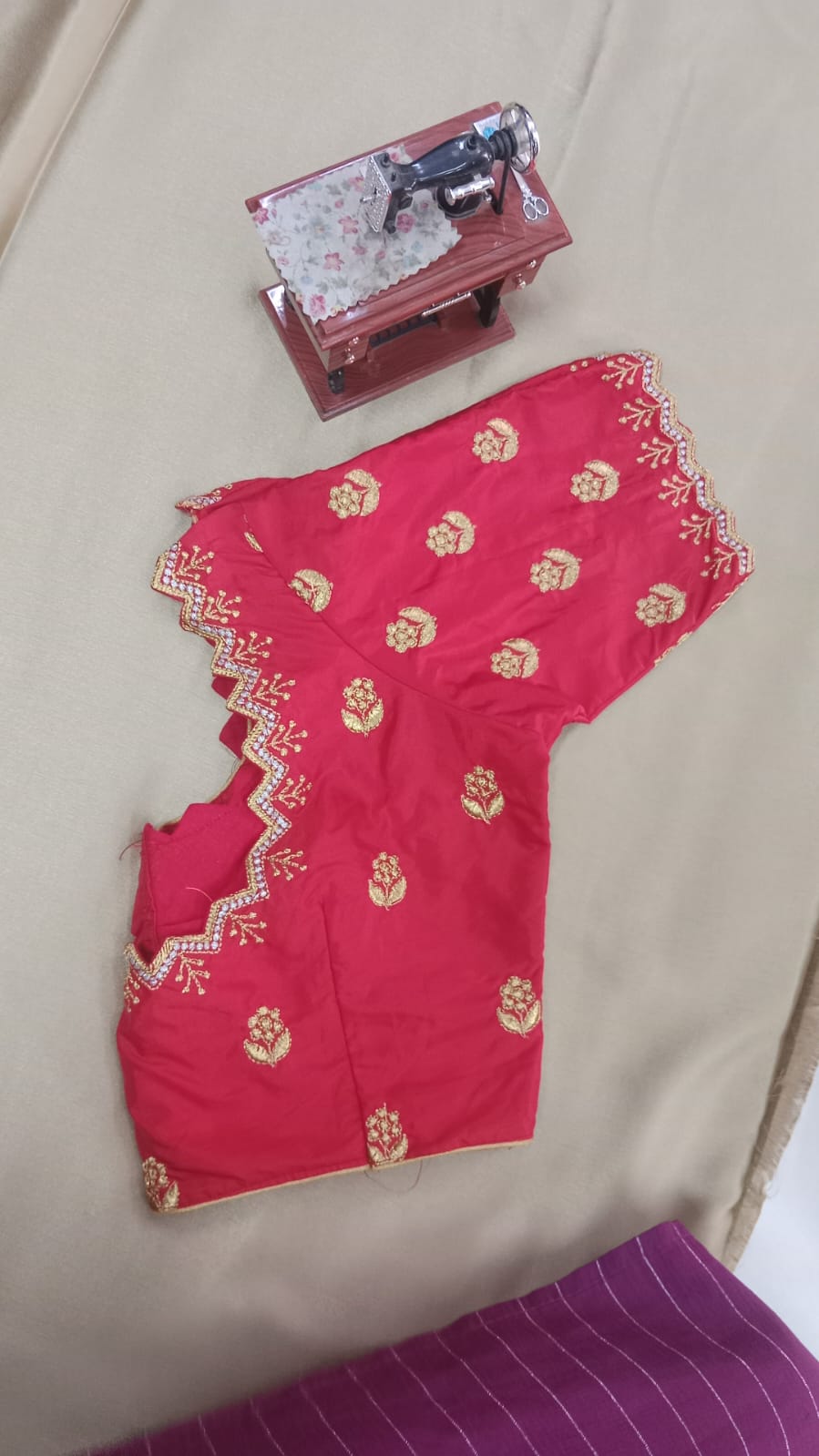 Elegant Embroidery Half Pattu Stitched Blouse (Copy)