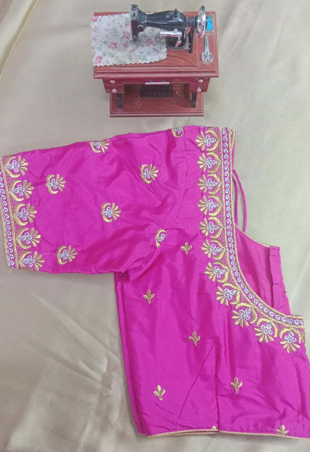 Elegant Embroidery Half Pattu Stitched Blouse