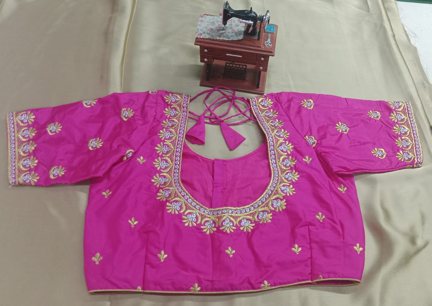 Elegant Embroidery Half Pattu Stitched Blouse