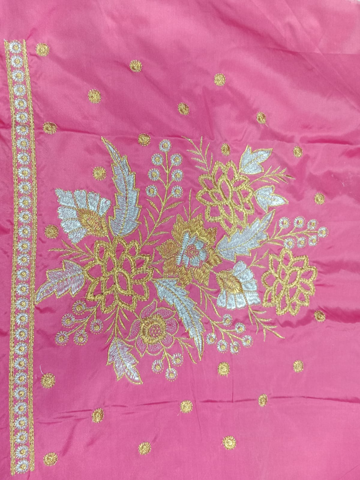 Embroidery Blouse Fabric – Designer Half Pattu Blouse Material (1.25 Meter)
