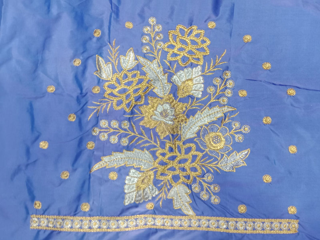 Embroidery Blouse Fabric – Designer Half Pattu Blouse Material (1.25 Meter)