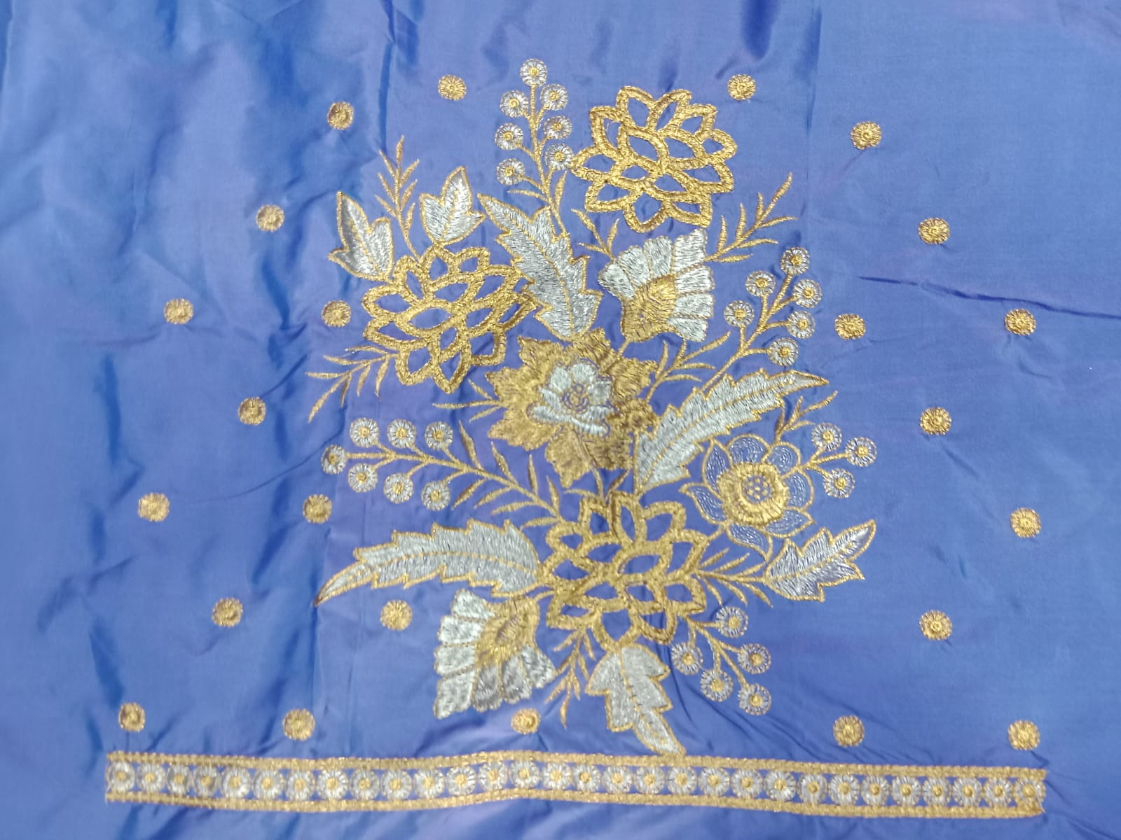 Embroidery Blouse Fabric – Designer Half Pattu Blouse Material (1.25 Meter)